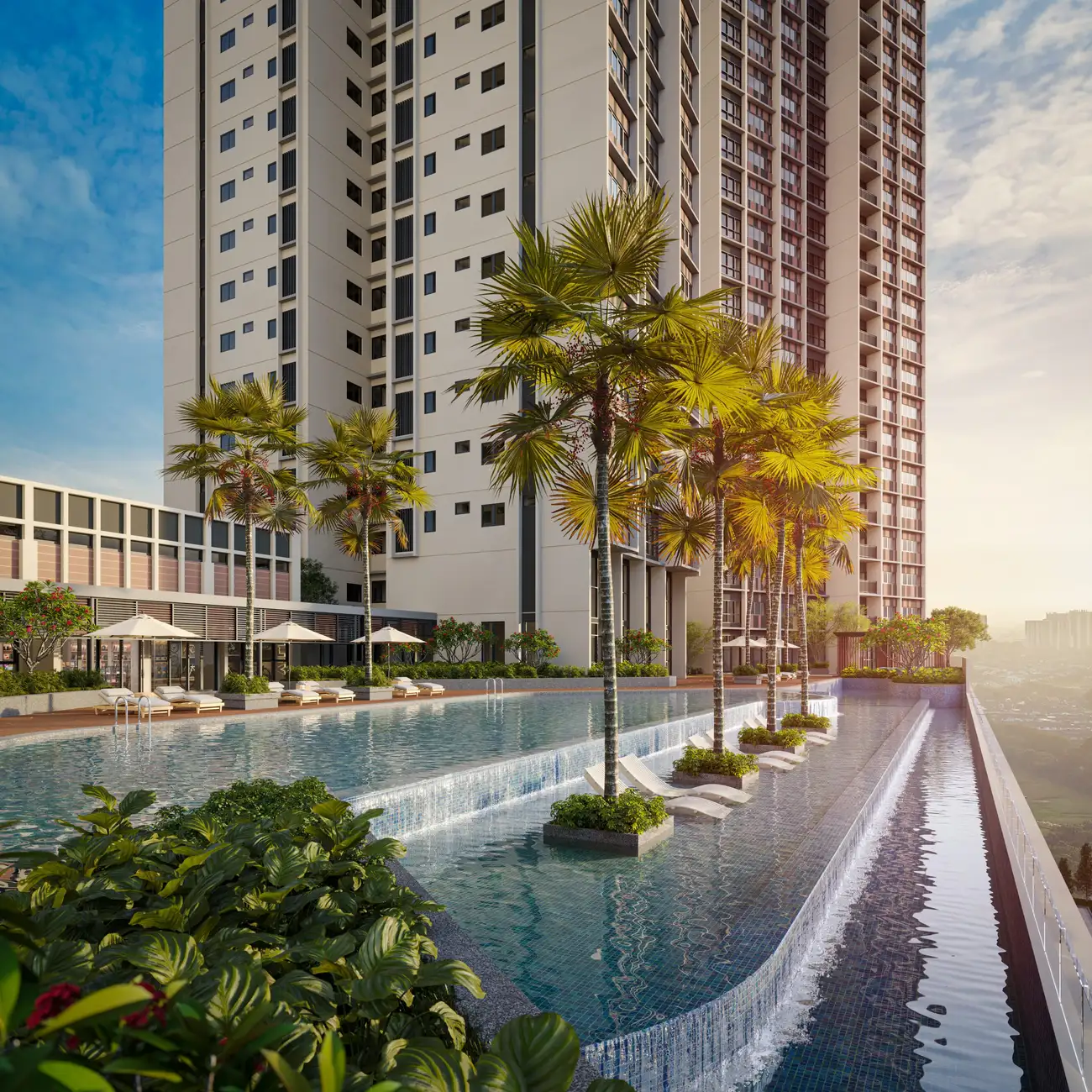 The Straits View DUO infinity pool deck